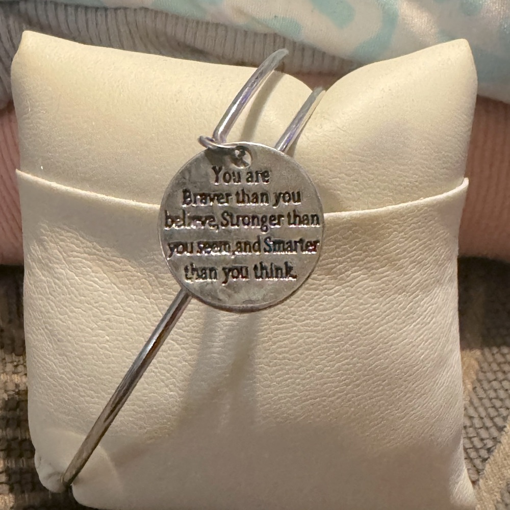 Chrome-plated Silver “Braver Than You Believe” Bracelet